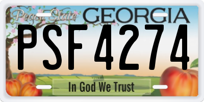 GA license plate PSF4274