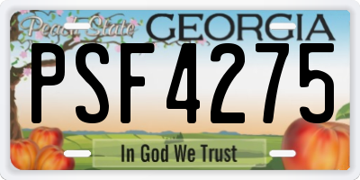 GA license plate PSF4275