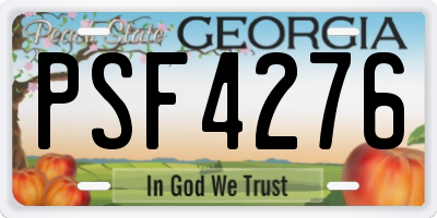 GA license plate PSF4276