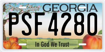 GA license plate PSF4280