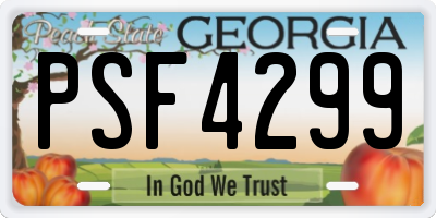GA license plate PSF4299