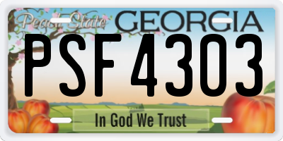 GA license plate PSF4303