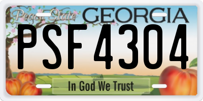GA license plate PSF4304