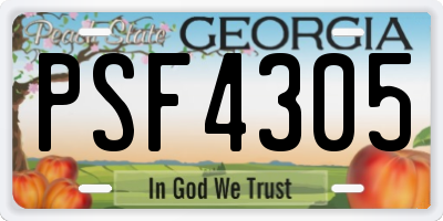 GA license plate PSF4305