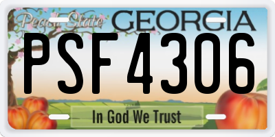 GA license plate PSF4306