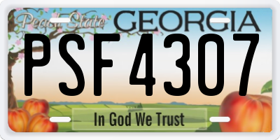 GA license plate PSF4307