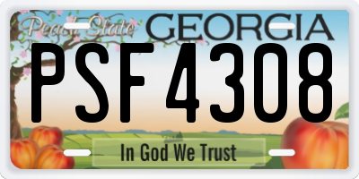 GA license plate PSF4308