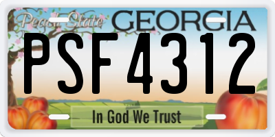 GA license plate PSF4312