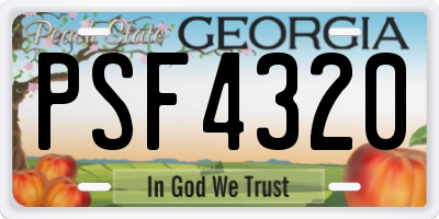 GA license plate PSF4320