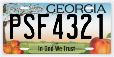 GA license plate PSF4321