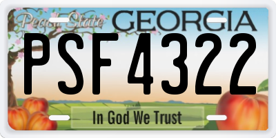 GA license plate PSF4322