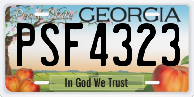 GA license plate PSF4323