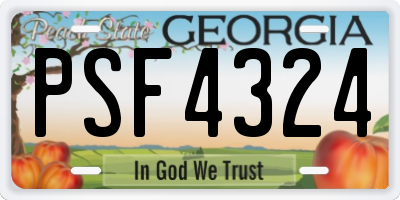 GA license plate PSF4324