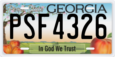 GA license plate PSF4326