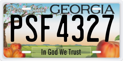 GA license plate PSF4327