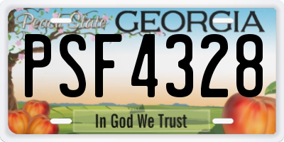 GA license plate PSF4328