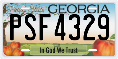 GA license plate PSF4329