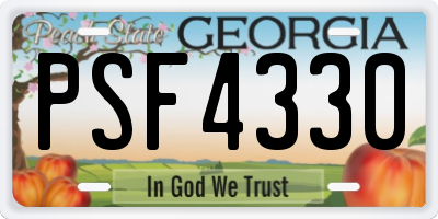GA license plate PSF4330