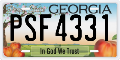 GA license plate PSF4331