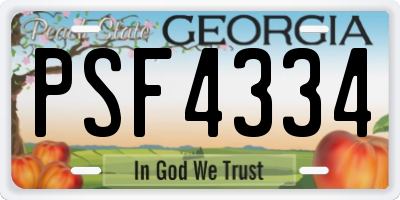 GA license plate PSF4334