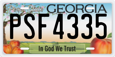 GA license plate PSF4335