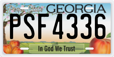 GA license plate PSF4336
