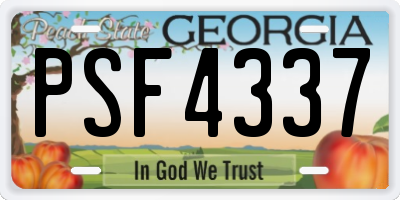 GA license plate PSF4337