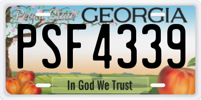 GA license plate PSF4339