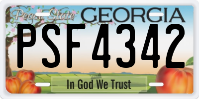 GA license plate PSF4342