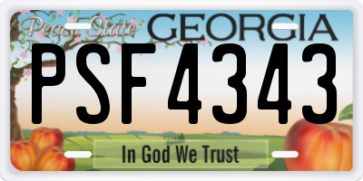 GA license plate PSF4343