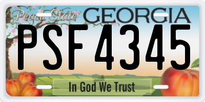 GA license plate PSF4345