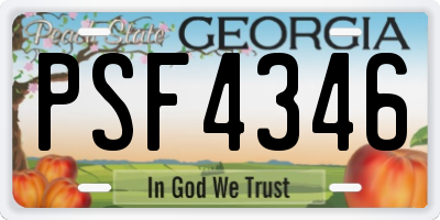 GA license plate PSF4346
