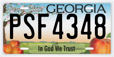 GA license plate PSF4348