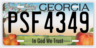 GA license plate PSF4349