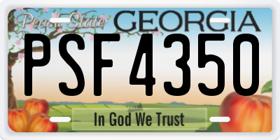 GA license plate PSF4350