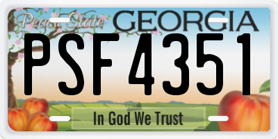 GA license plate PSF4351