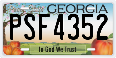 GA license plate PSF4352
