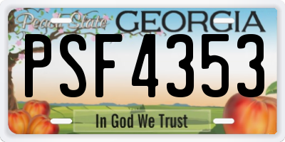 GA license plate PSF4353