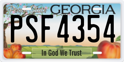 GA license plate PSF4354
