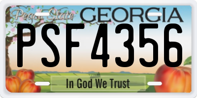 GA license plate PSF4356
