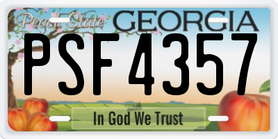 GA license plate PSF4357