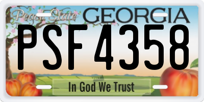 GA license plate PSF4358