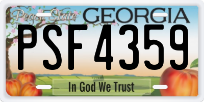 GA license plate PSF4359