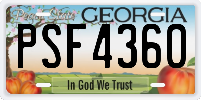 GA license plate PSF4360