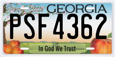 GA license plate PSF4362
