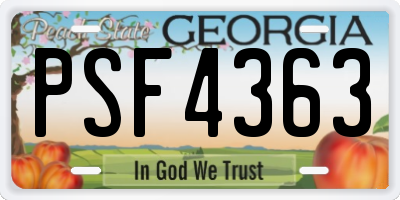 GA license plate PSF4363