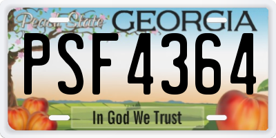 GA license plate PSF4364