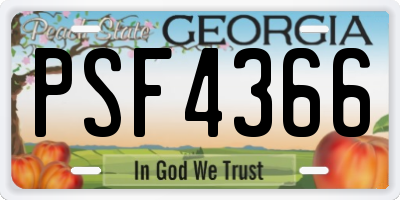 GA license plate PSF4366