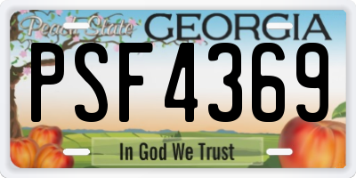 GA license plate PSF4369