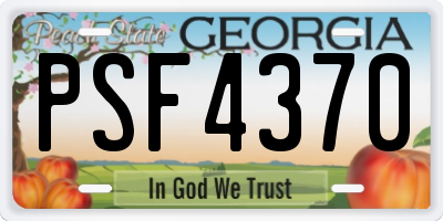 GA license plate PSF4370